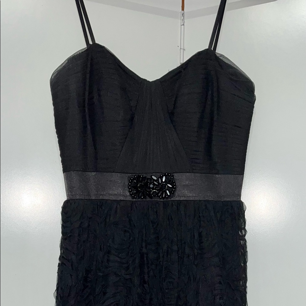 Long black strapless gown